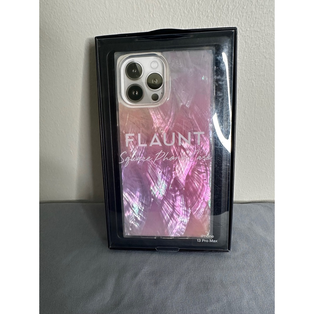 Flaunt Square Phone Case iPhone 13 Pro Max Pink Mother of Pearl Iridescent Shell